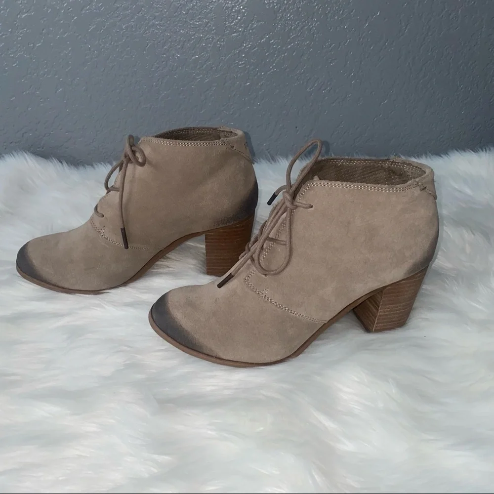 Toms Desert Taupe‎ Lunata Burnished Suede Booties